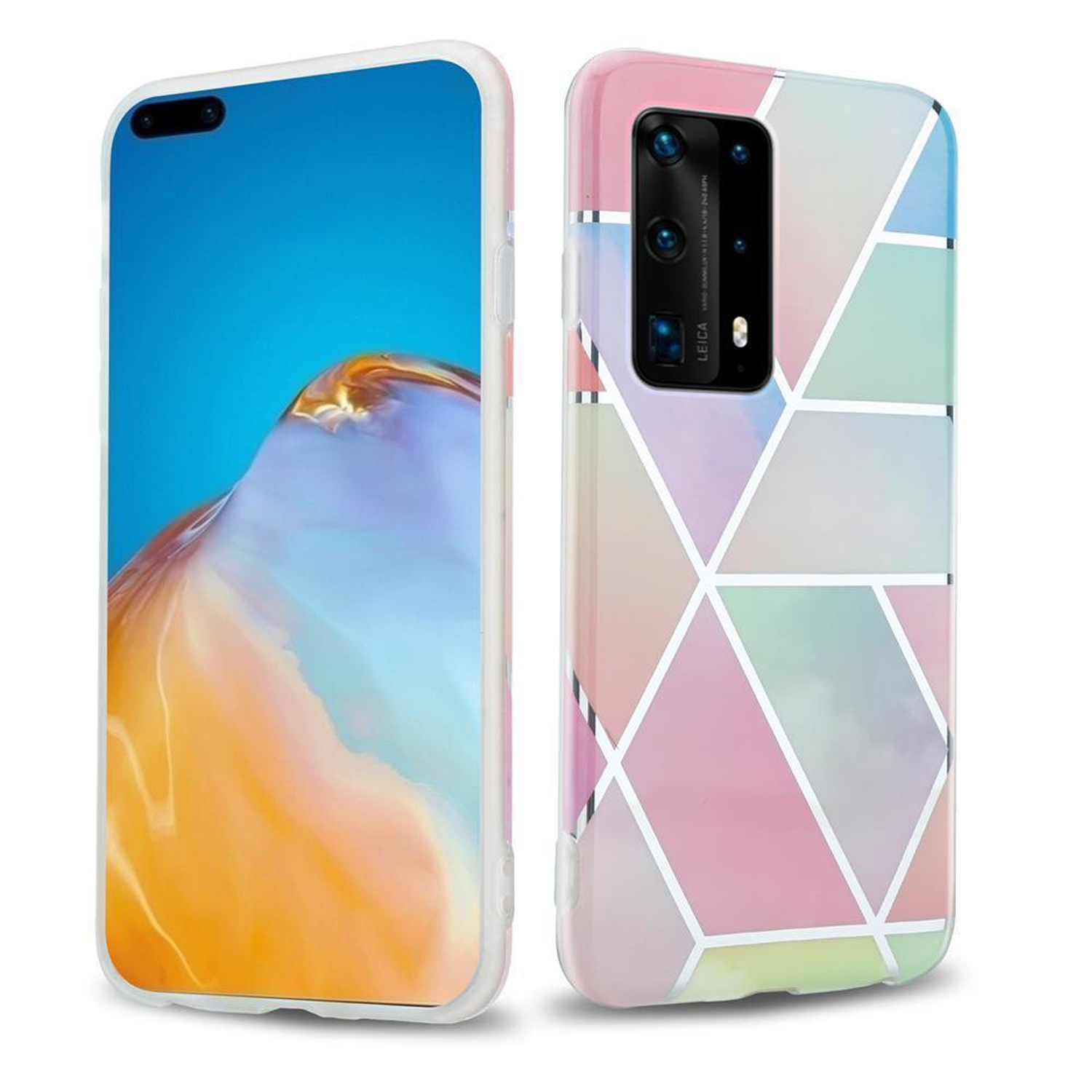 CADORABO Hülle IMD TPU / Marmor Regenbogen PRO P40 Bunter Backcover, P40 No. PRO+, 11 Marmor, Huawei