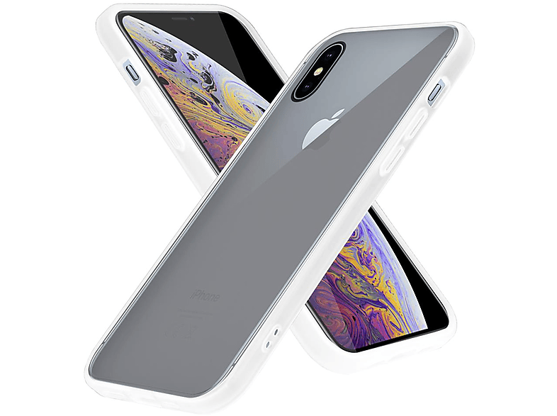 CADORABO Hülle Hybrid MAX, iPhone Kunststoff mit Apple, Matt matter Silikon Backcover, Innenseite und Transparent XS Rückseite, Schutzhülle TPU