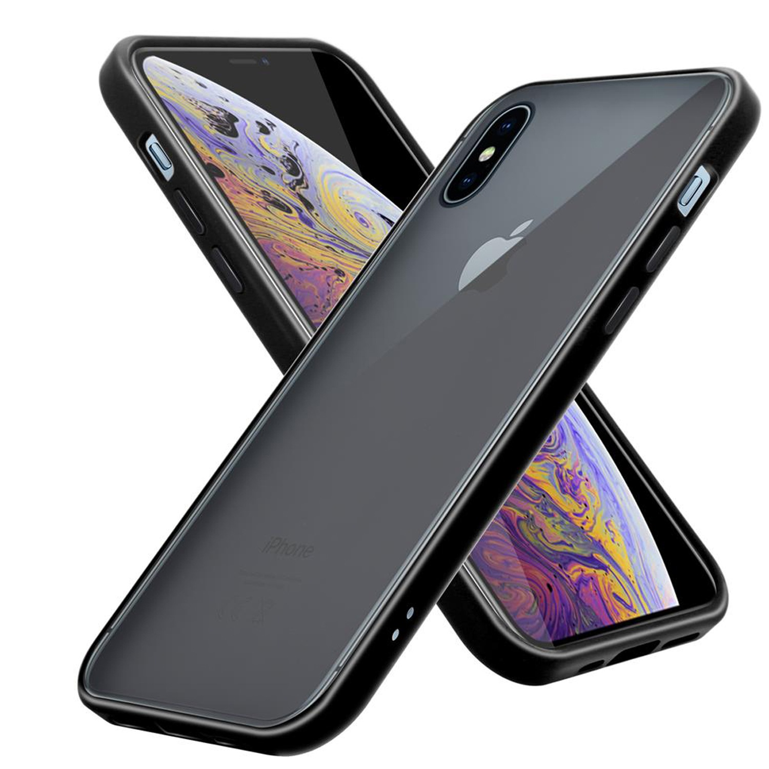 CADORABO Hülle Hybrid Apple, Schwarz MAX, Kunststoff TPU und Schutzhülle Backcover, Rückseite, Innenseite Matt iPhone mit XS matter Silikon