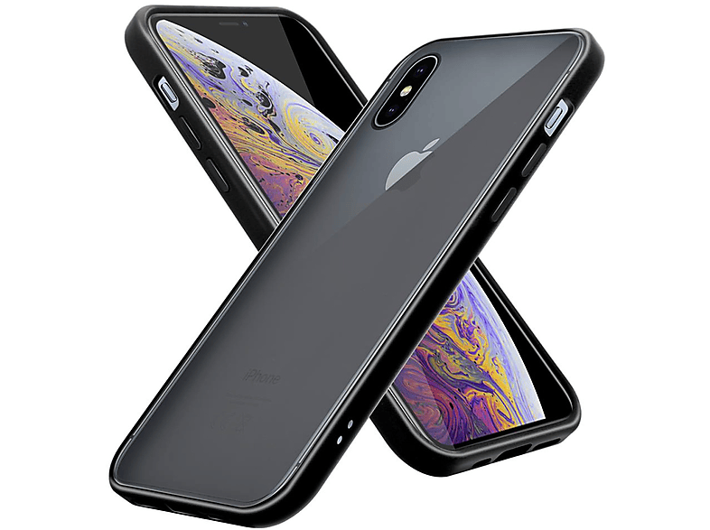 CADORABO Hülle Hybrid Apple, Schwarz MAX, Kunststoff TPU und Schutzhülle Backcover, Rückseite, Innenseite Matt iPhone mit XS matter Silikon