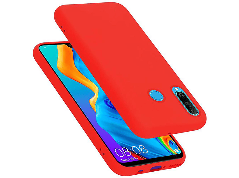 CADORABO Hülle im Liquid Silicone Case Style, Backcover, Huawei, P30 LITE, LIQUID ROT