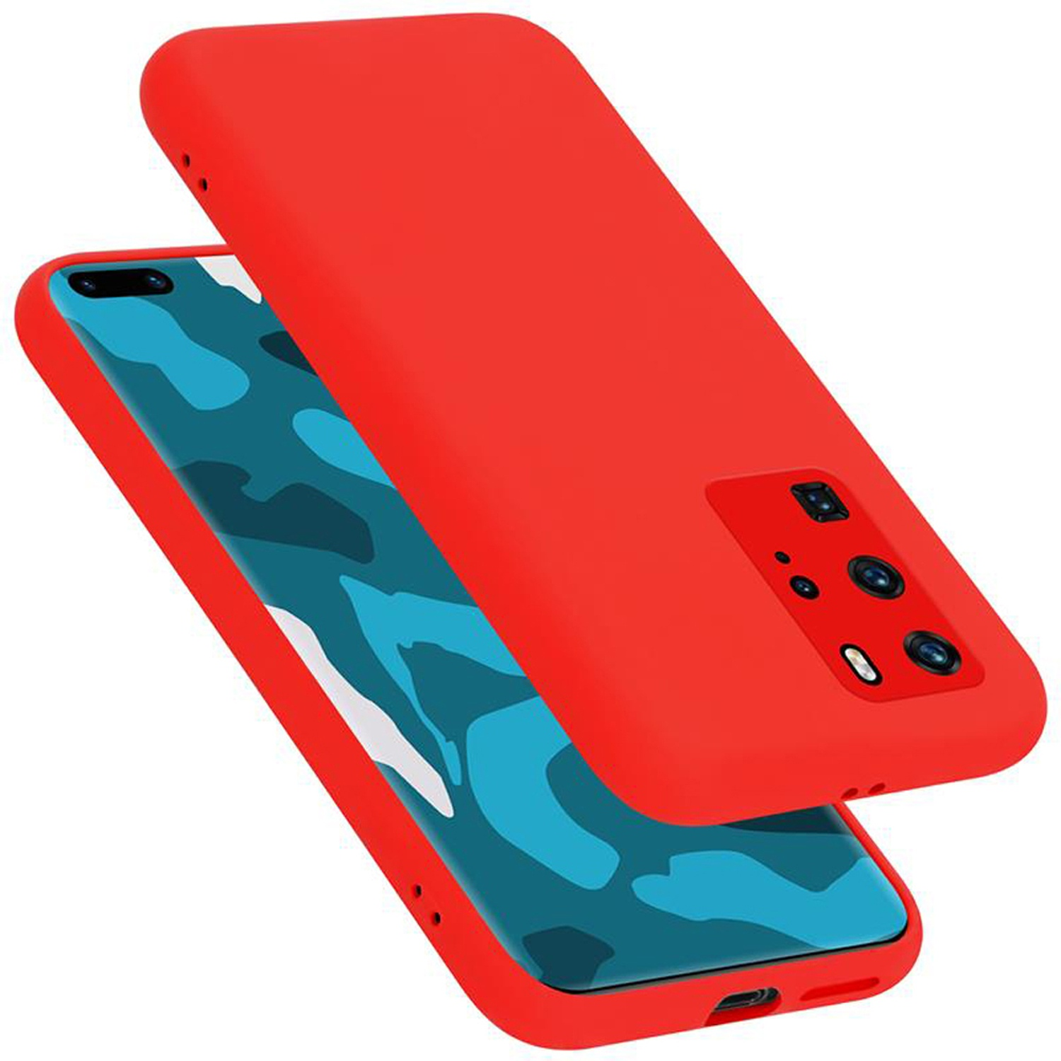 CADORABO PRO Hülle Backcover, LIQUID Huawei, PRO+, Silicone ROT / Case im Style, P40 P40 Liquid