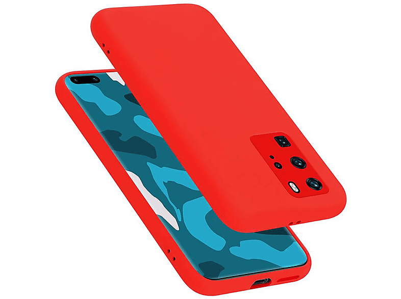 CADORABO Hülle im Liquid Silicone Case Style, Backcover, Huawei, P40 PRO / P40 PRO+, LIQUID ROT