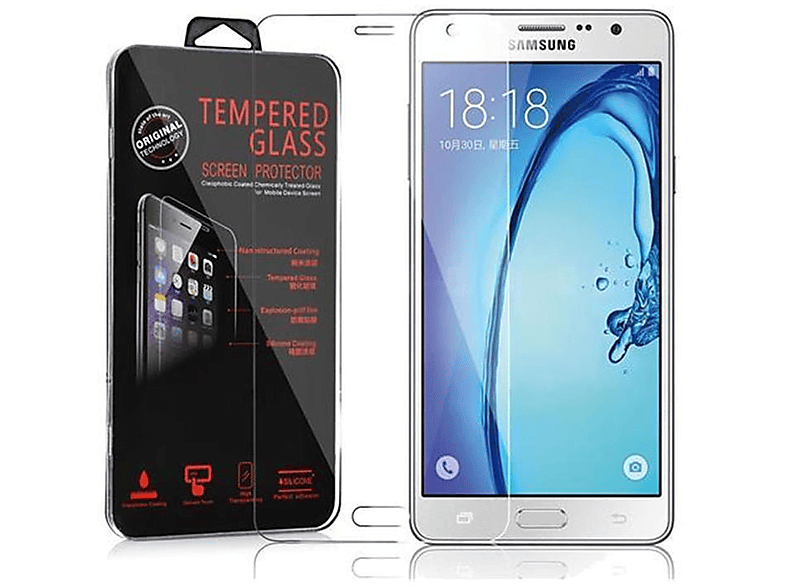 CADORABO Schutzglas Tempered Glas Schutzfolie(für Samsung Galaxy J7 PRIME / ON7)