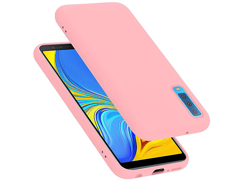 CADORABO Hülle im Liquid Silicone Samsung, LIQUID Case Backcover, PINK Galaxy Style, A7 2018