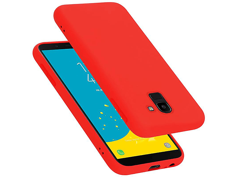 CADORABO Hülle im Liquid Silicone Case Style, Backcover, Samsung, Galaxy J6 2018, LIQUID ROT