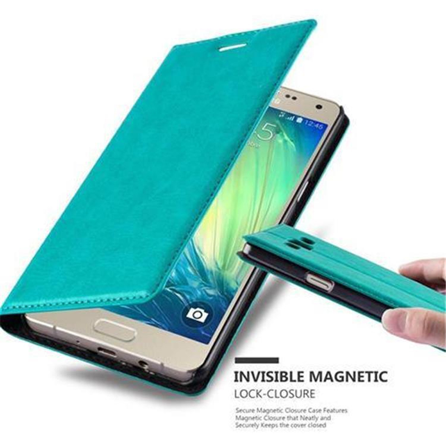 A5 Samsung, CADORABO Galaxy Book Bookcover, Magnet TÜRKIS PETROL Magnet, 2015, Hülle