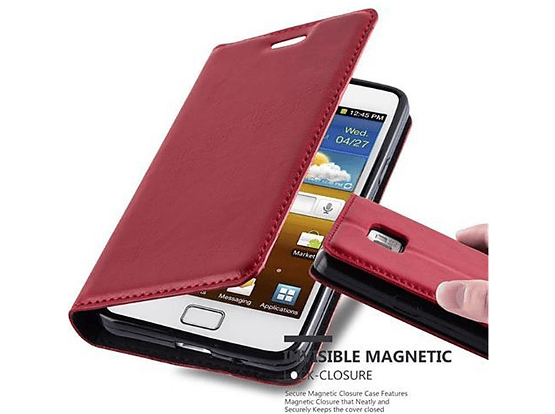 CADORABO Book Hülle Invisible Magnet, Bookcover, Samsung, Galaxy S2 / S2 PLUS, APFEL ROT