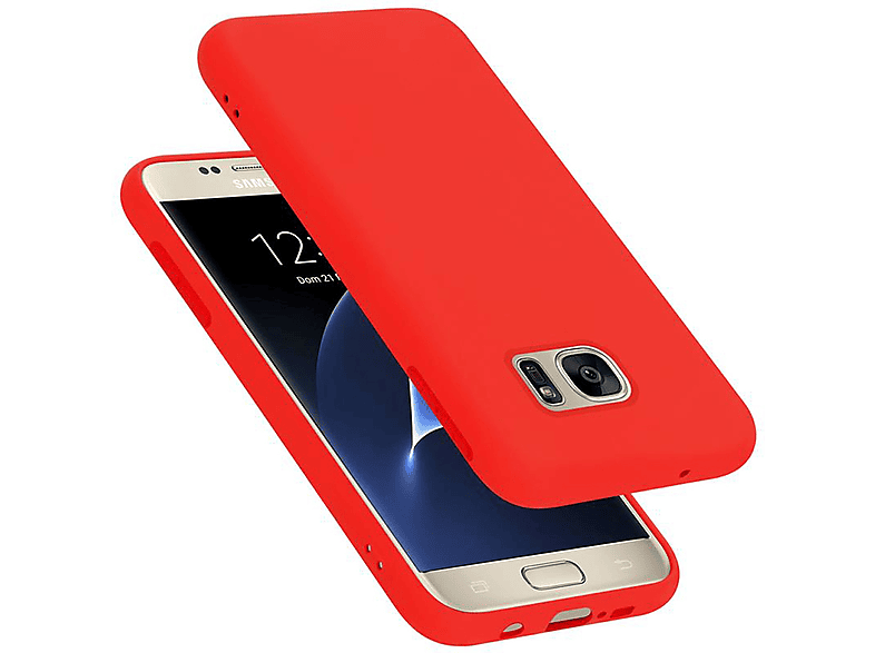 CADORABO Hülle im Flüssig Silicone Case Style, Backcover, Samsung, Galaxy S7, LIQUID ROT