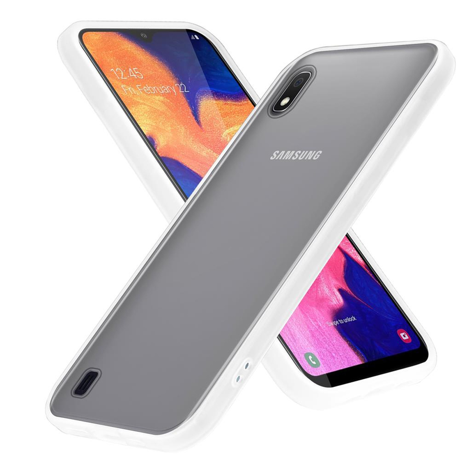 CADORABO Hülle Silikon Kunststoff matter Galaxy mit M10, A10 TPU / Matt und Backcover, Samsung, Innenseite Transparent Rückseite, Hybrid Schutzhülle