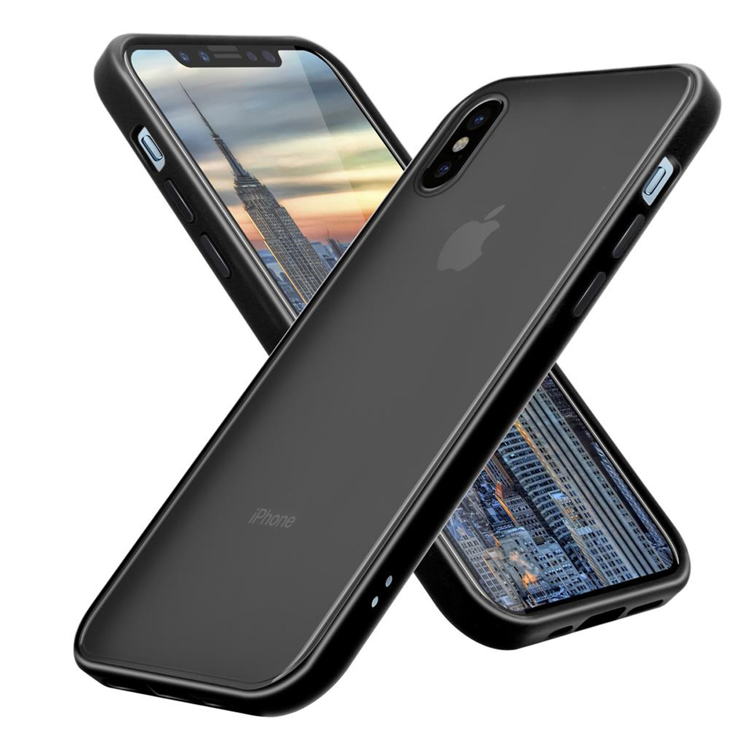 iPhone Innenseite Schutzhülle Hybrid Apple, / Schwarz CADORABO mit matter Backcover, X und Kunststoff Silikon Hülle Matt XS, Rückseite, TPU