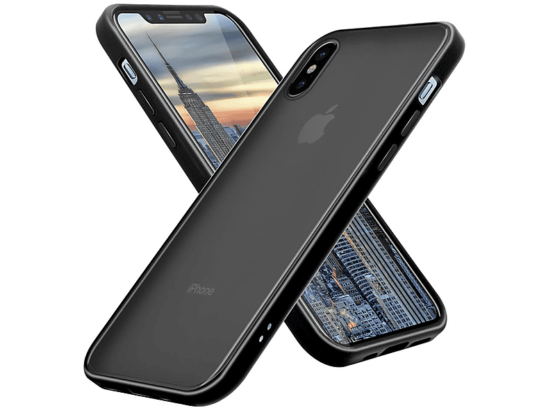 Apple, Hülle XS, X und iPhone matter Kunststoff Matt Schutzhülle CADORABO TPU Schwarz Rückseite, Hybrid / Silikon Innenseite Backcover, mit