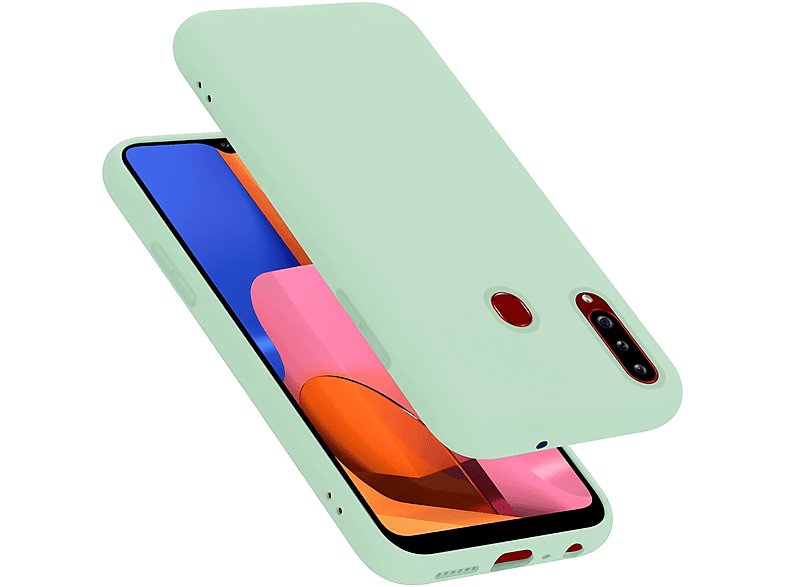 CADORABO Hülle im Liquid Silicone Case Style, Backcover, Samsung, Galaxy A20s, LIQUID HELL GRÜN | Backcover