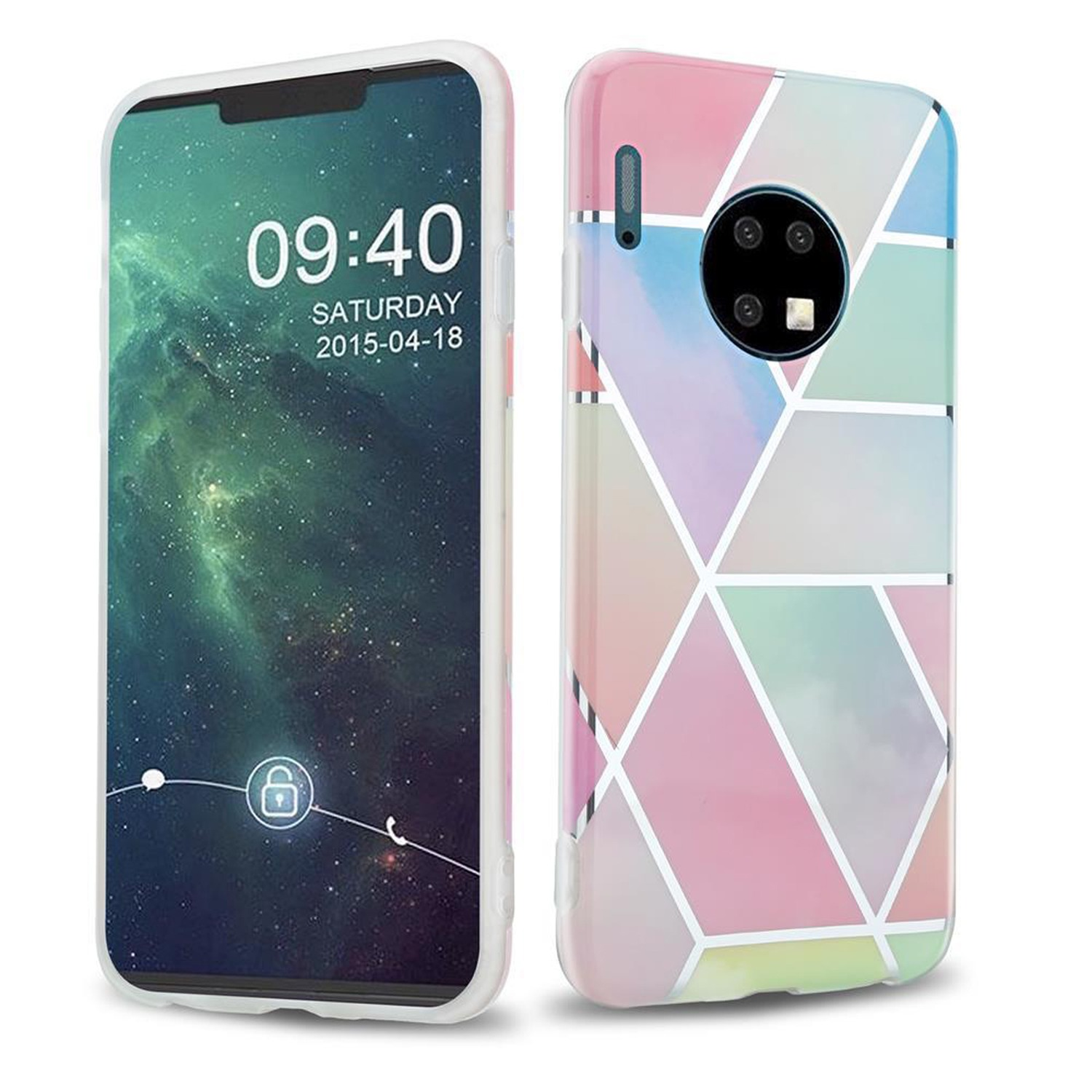 CADORABO Marmor Backcover, 30, IMD MATE Huawei, Hülle TPU Marmor, Regenbogen 11 Bunter No.