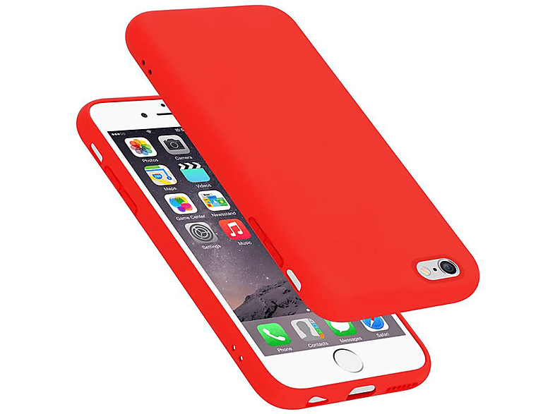 CADORABO Hülle im Liquid Silicone Case Style, Backcover, Apple, iPhone 6 / 6S, LIQUID ROT
