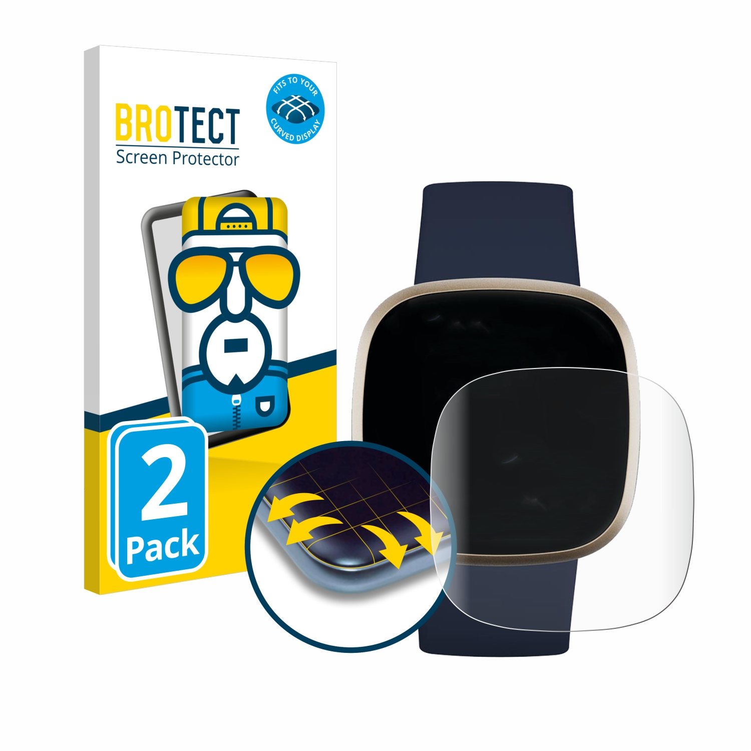 3) Versa BROTECT Schutzfolie(für Flex 2x 3D Fitbit Curved Full-Cover