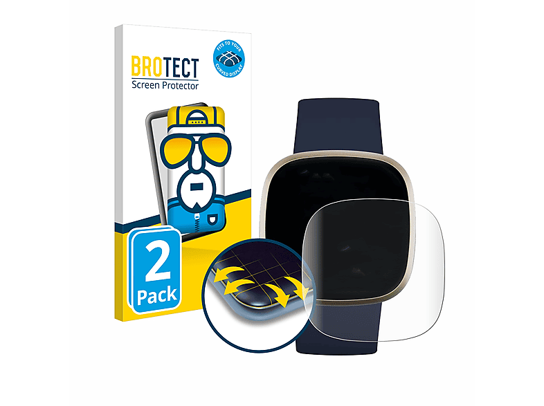 BROTECT 2x Flex Full-Cover 3D Schutzfolie(für Versa Curved Fitbit 3)