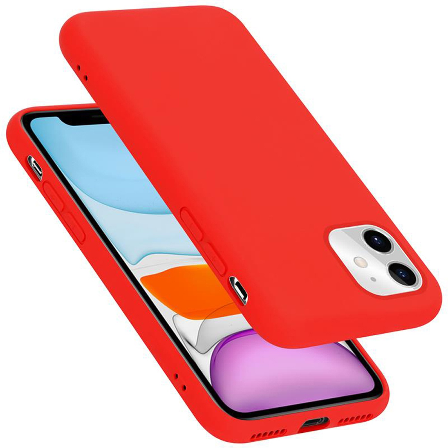 CADORABO Hülle 11, iPhone Liquid LIQUID Backcover, Case im Silicone Style, ROT Apple