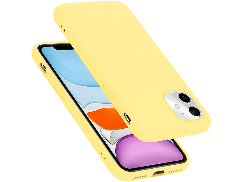 CADORABO Hülle im Liquid Silicone Case Style, Backcover, Apple, iPhone 11, LIQUID GELB