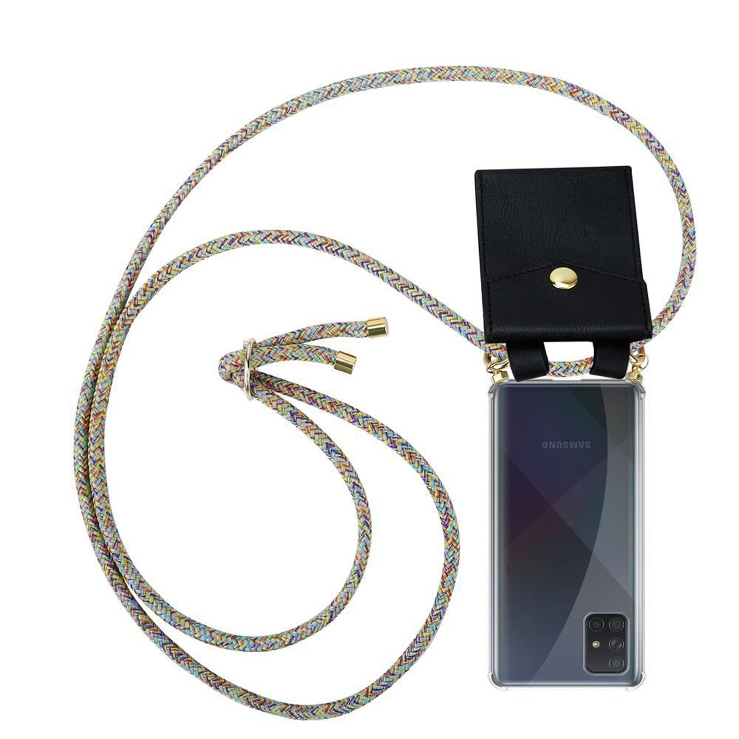 CADORABO Handy Kette mit Gold Galaxy RAINBOW Samsung, Backcover, Kordel 4G A51 Band / M40s, abnehmbarer Ringen, Hülle, und