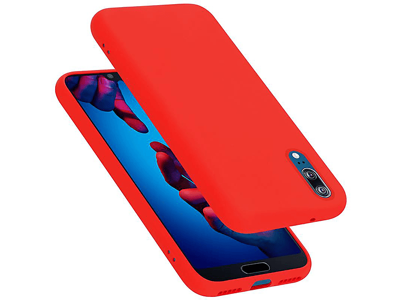 CADORABO Hülle im Liquid Silicone Case Style, Backcover, Huawei, P20, LIQUID ROT