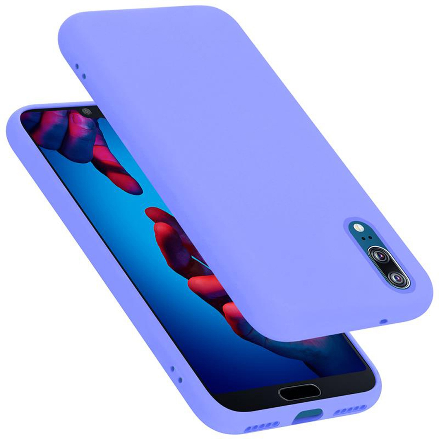 CADORABO Hülle im Liquid Silicone Case Huawei, P20, LIQUID Backcover, HELL LILA Style