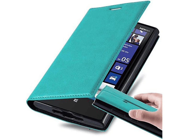 Nokia, Bookcover, Lumia TÜRKIS Book CADORABO PETROL Invisible 920, Hülle Magnet,
