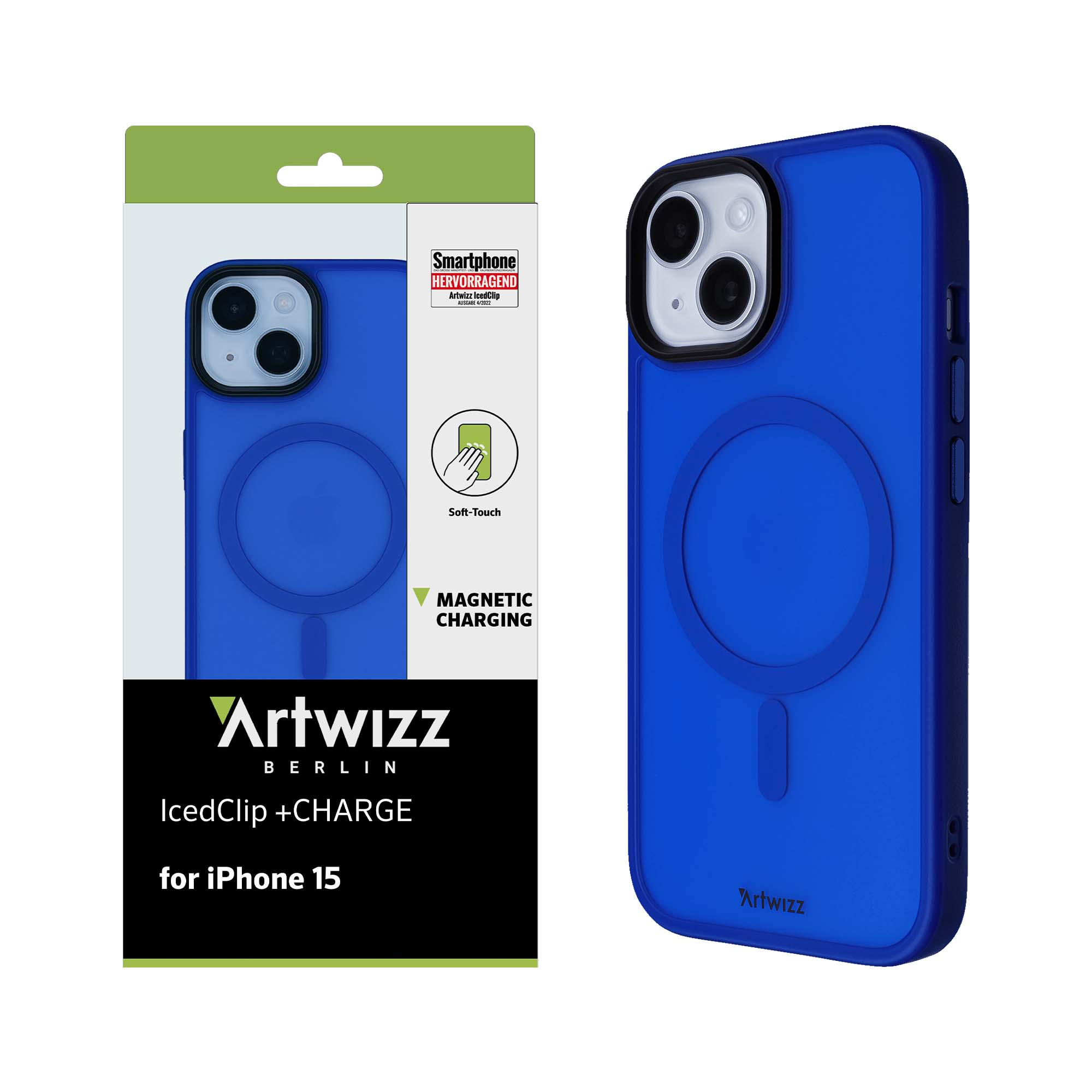 ARTWIZZ IcedClip Backcover, Blau Apple, +CHARGE, iPhone 15