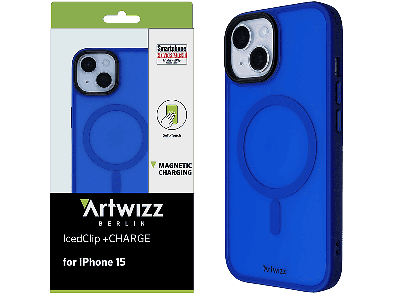 iPhone 15, IcedClip ARTWIZZ +CHARGE, Backcover, Blau Apple,