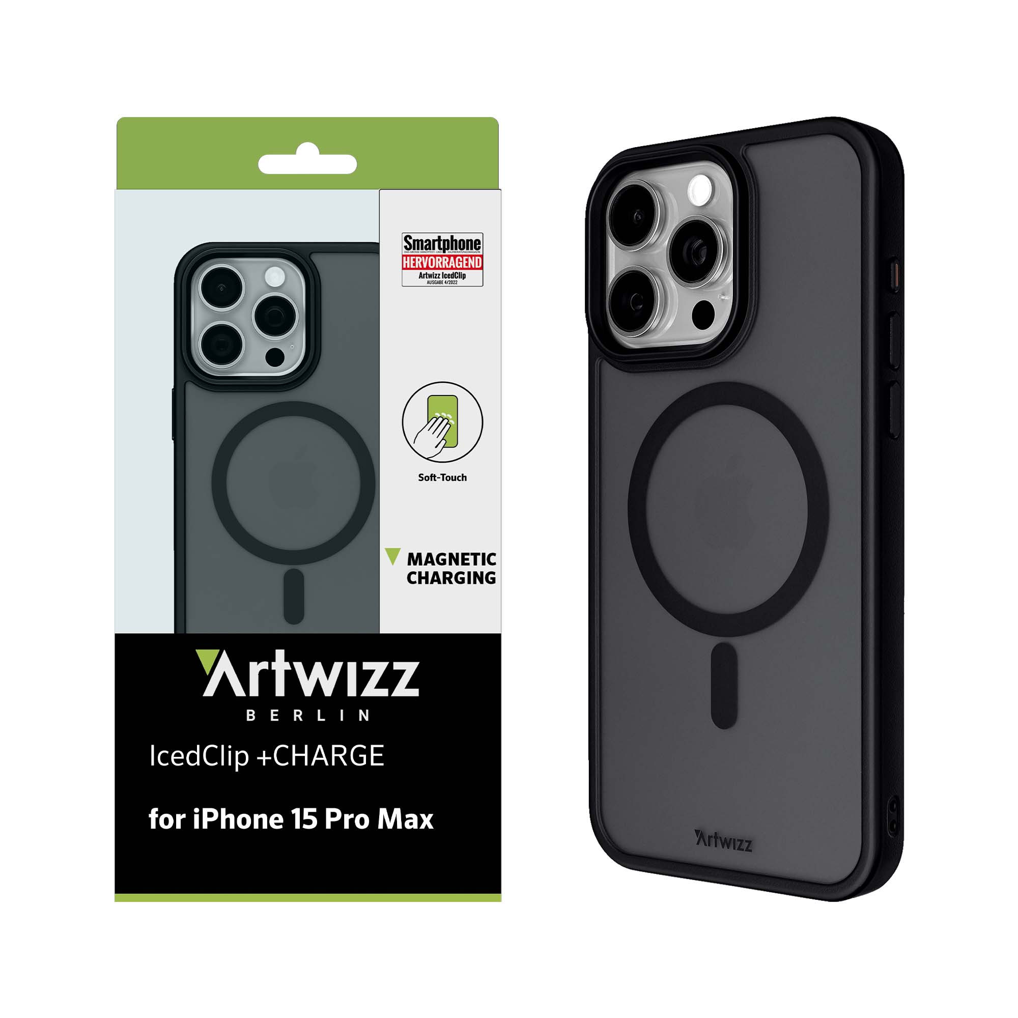 ARTWIZZ IcedClip +CHARGE, Backcover, Apple, Schwarz iPhone 15 Max, Pro