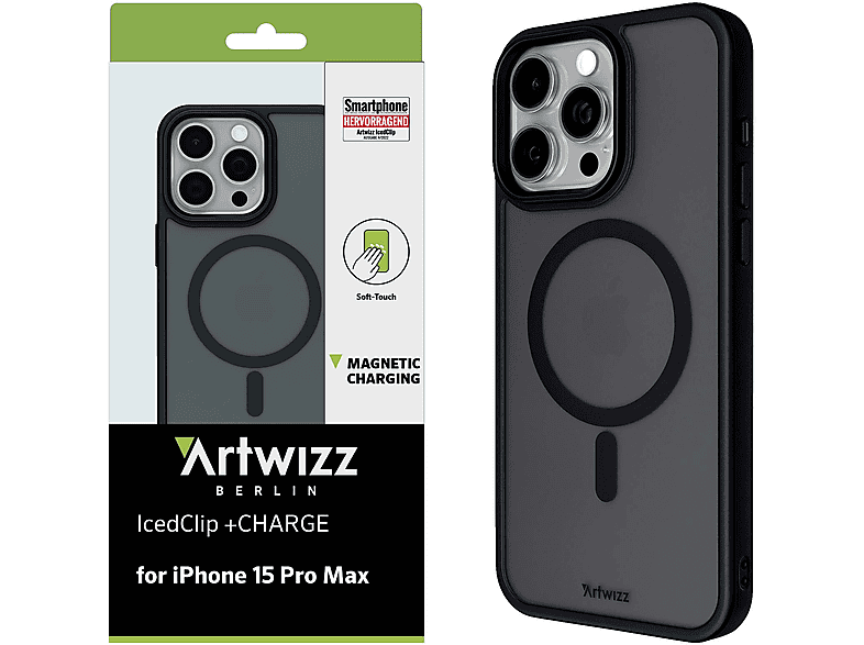 ARTWIZZ IcedClip +CHARGE, Backcover, Apple, iPhone 15 Pro Max, Schwarz