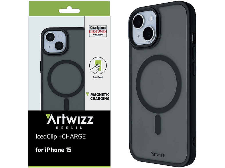 ARTWIZZ IcedClip +CHARGE, Backcover, Apple, iPhone 15, Schwarz | Backcover