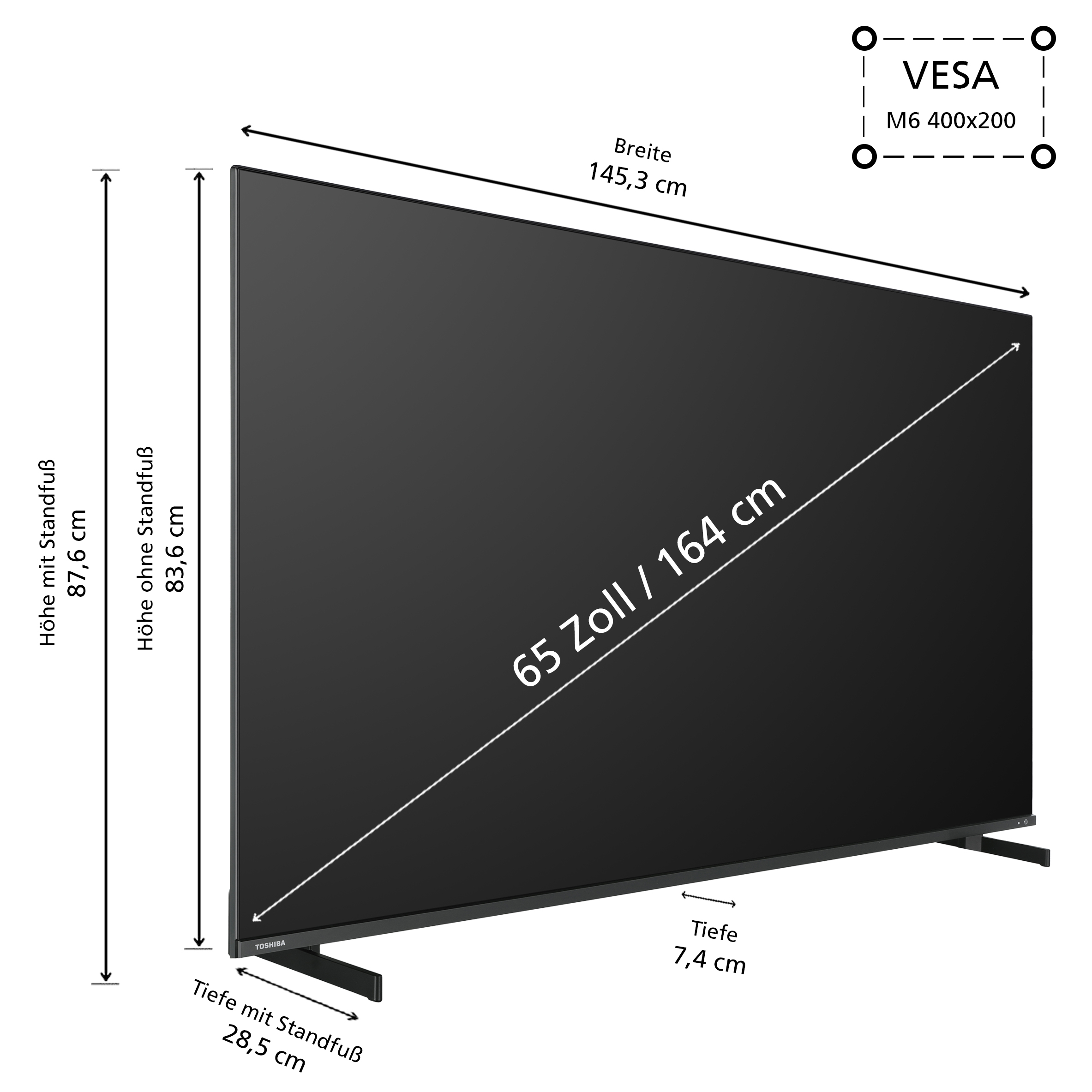 Zoll SMART 4K, 164 TV QLED (Flat, cm, TOSHIBA TV) / 65 UHD 65QA5D63DG/2