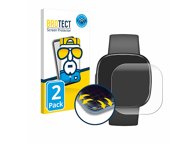 Sense BROTECT Flex Curved 2x Schutzfolie(für 2) Fitbit Full-Cover 3D