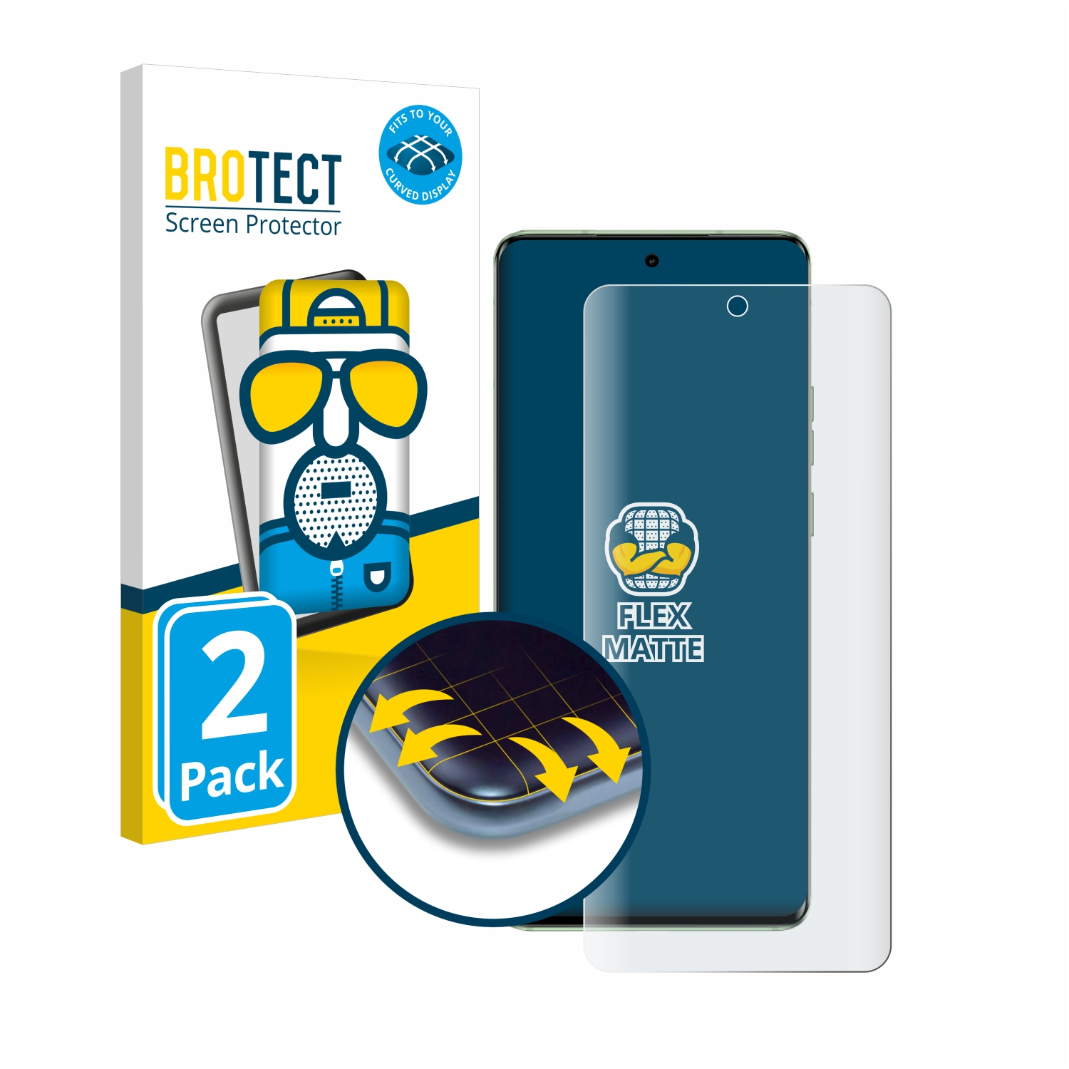 BROTECT 2x Flex matt Full-Cover 40) Edge Motorola 3D Schutzfolie(für Curved