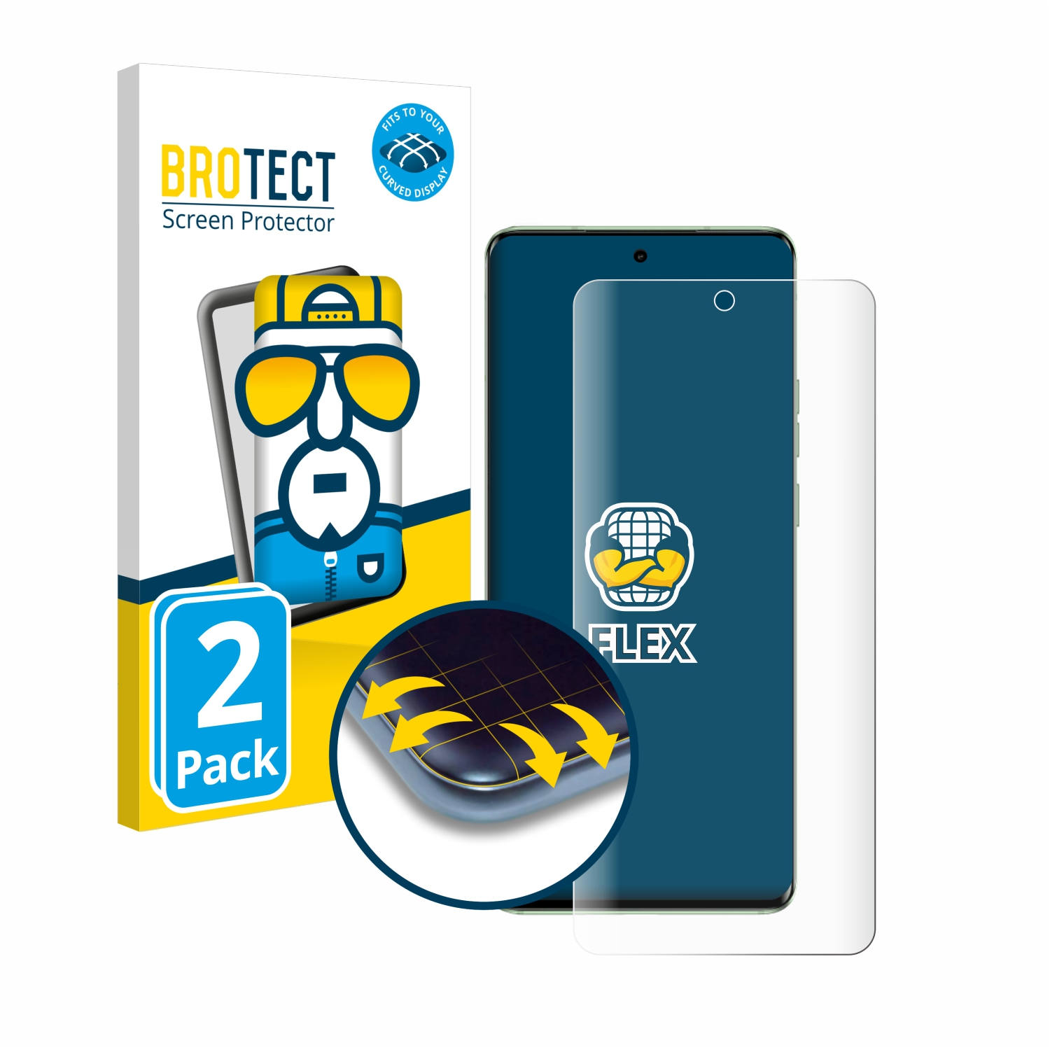 2x 40) Schutzfolie(für Motorola Curved Flex Full-Cover BROTECT 3D Edge