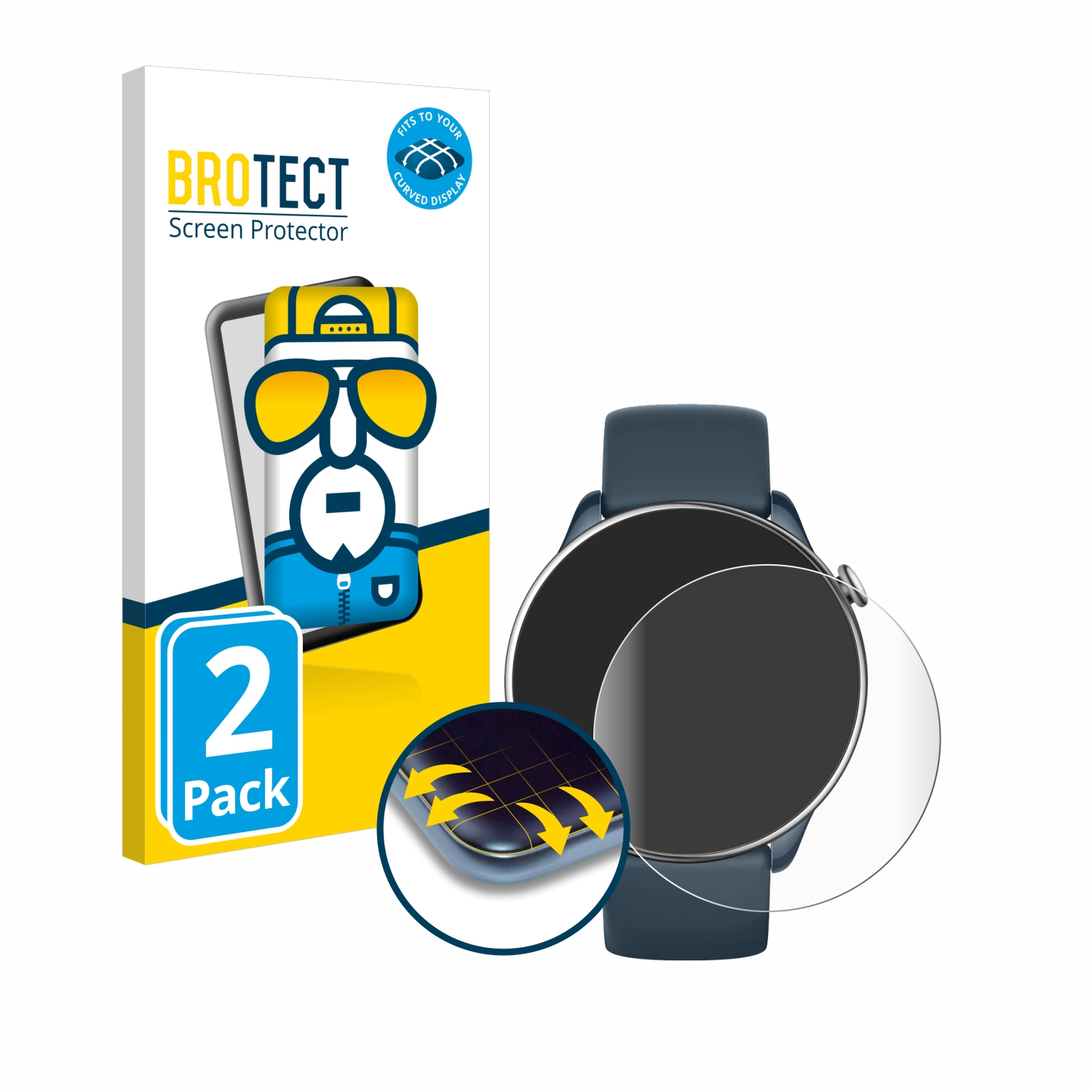 Curved BROTECT Flex Schutzfolie(für GTR 3D 2x Amazfit Mini) Huami Full-Cover