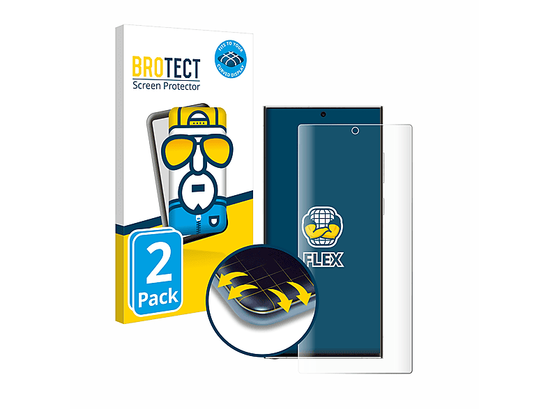 BROTECT 2x Flex (case-friendly)) Galaxy Ultra Schutzfolie(für Full-Cover Samsung Curved S23 3D