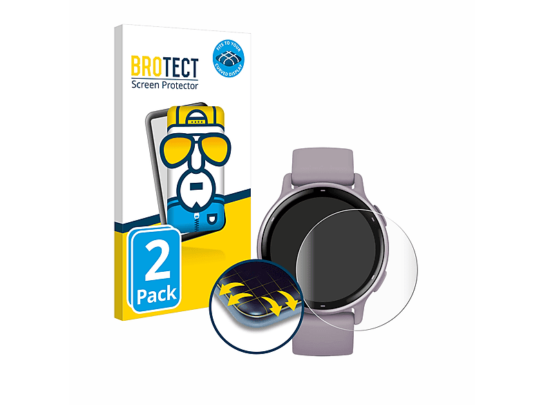 BROTECT 2x Flex Fullscreen 3D Curved Schutzfolie (für Garmin vivoactive 5)