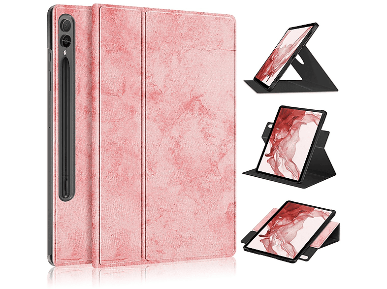 WIGENTO 360 Grad Pink / Full Kunstleder, Kunststoff für Rotation Tasche Cover Silikon / Tablethülle Design aufstellbare Samsung