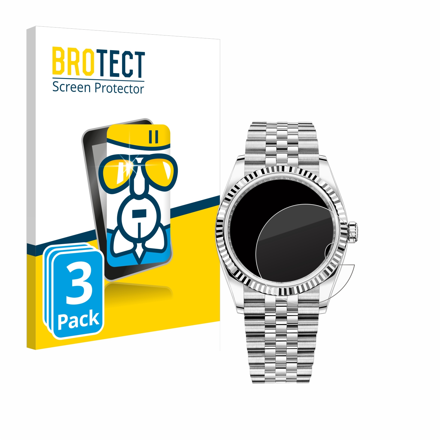 BROTECT 3x Airglass klare 36) Schutzfolie(für Datejust Rolex