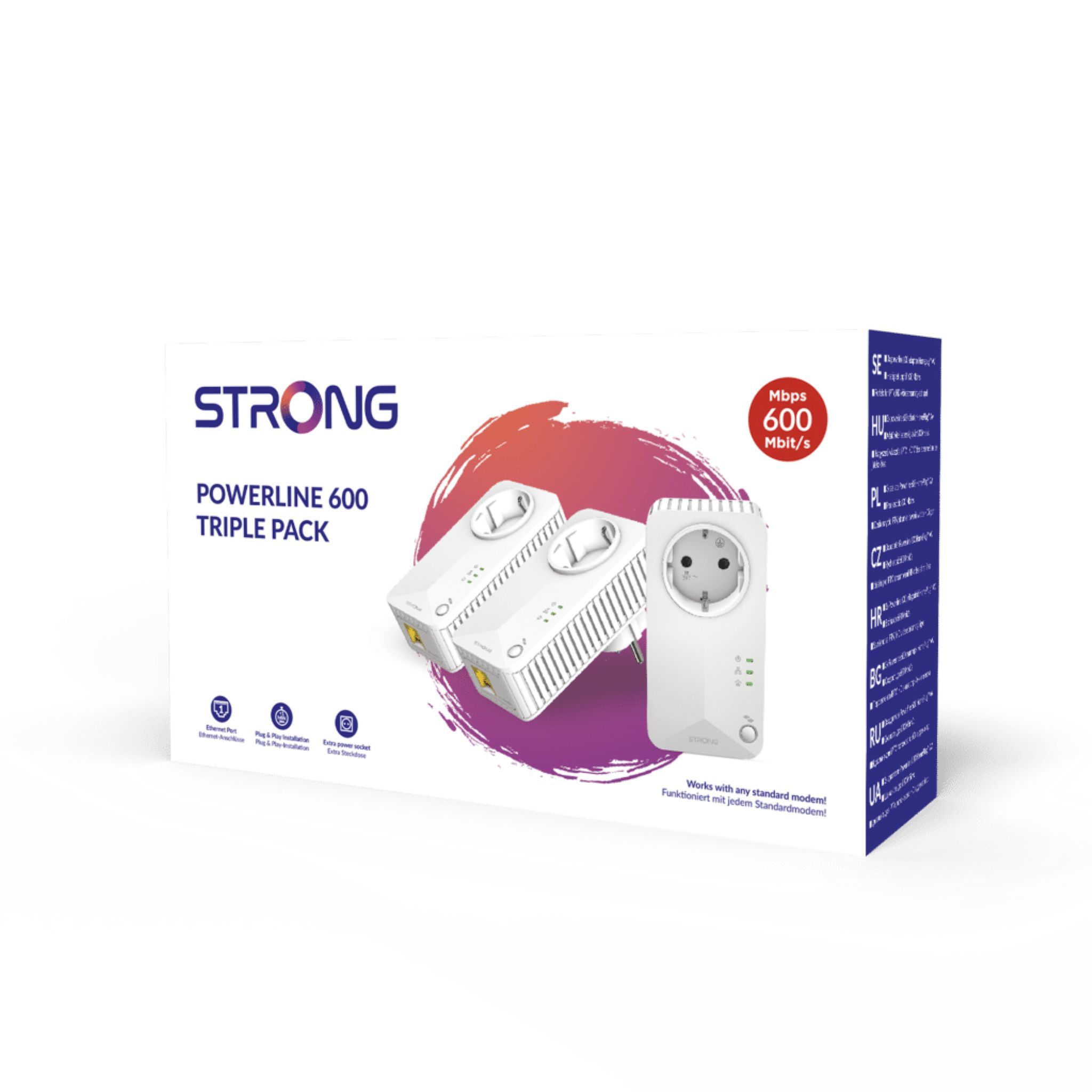 STRONG EU Powerline V2 Mbit/s Triple 600 10,100 Pack Adapter Powerline