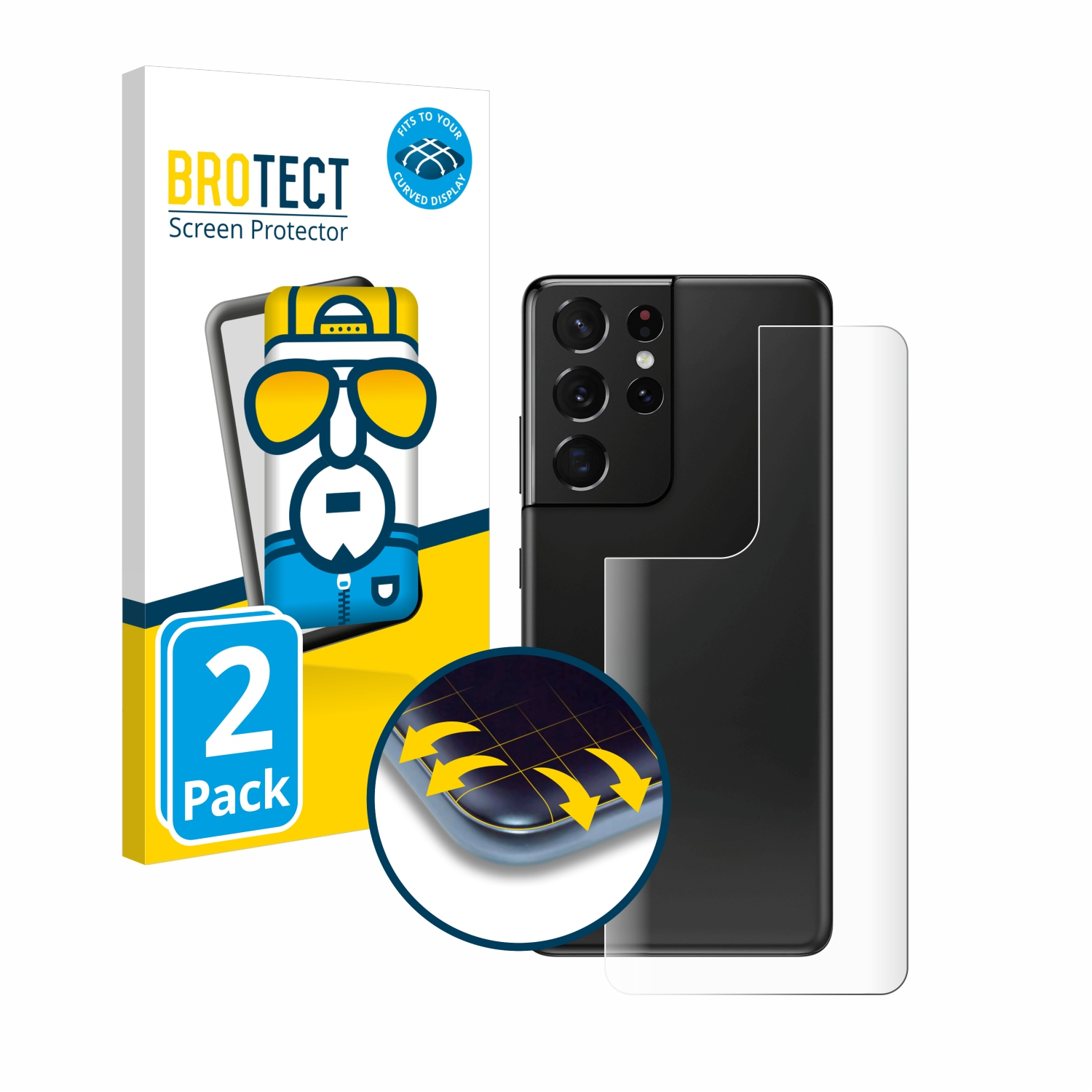 BROTECT 2x Flex Curved Ultra Schutzfolie(für 5G) 3D Galaxy Full-Cover S21 Samsung