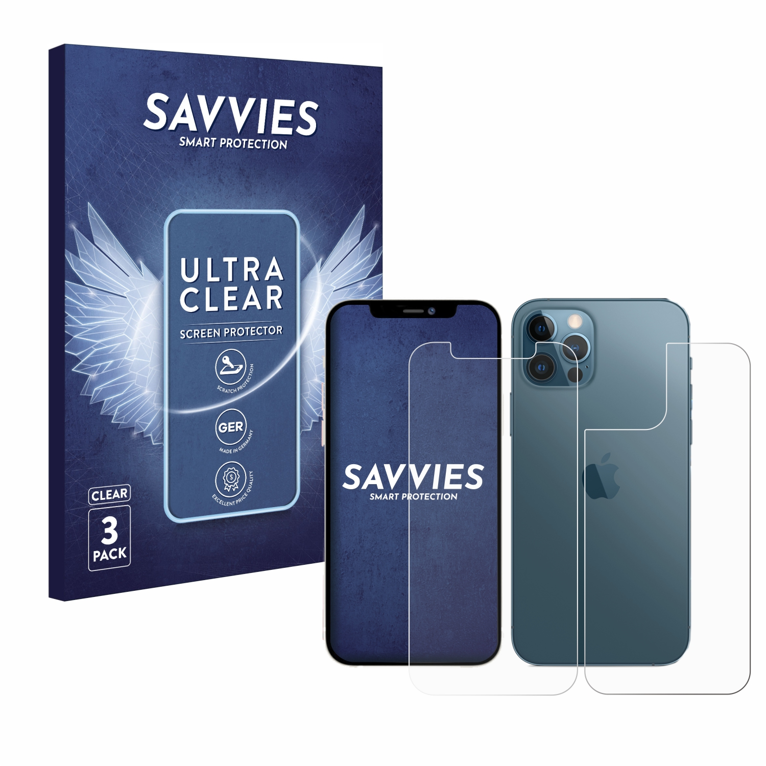 klare SAVVIES iPhone 6x 12 Apple Schutzfolie(für Pro)
