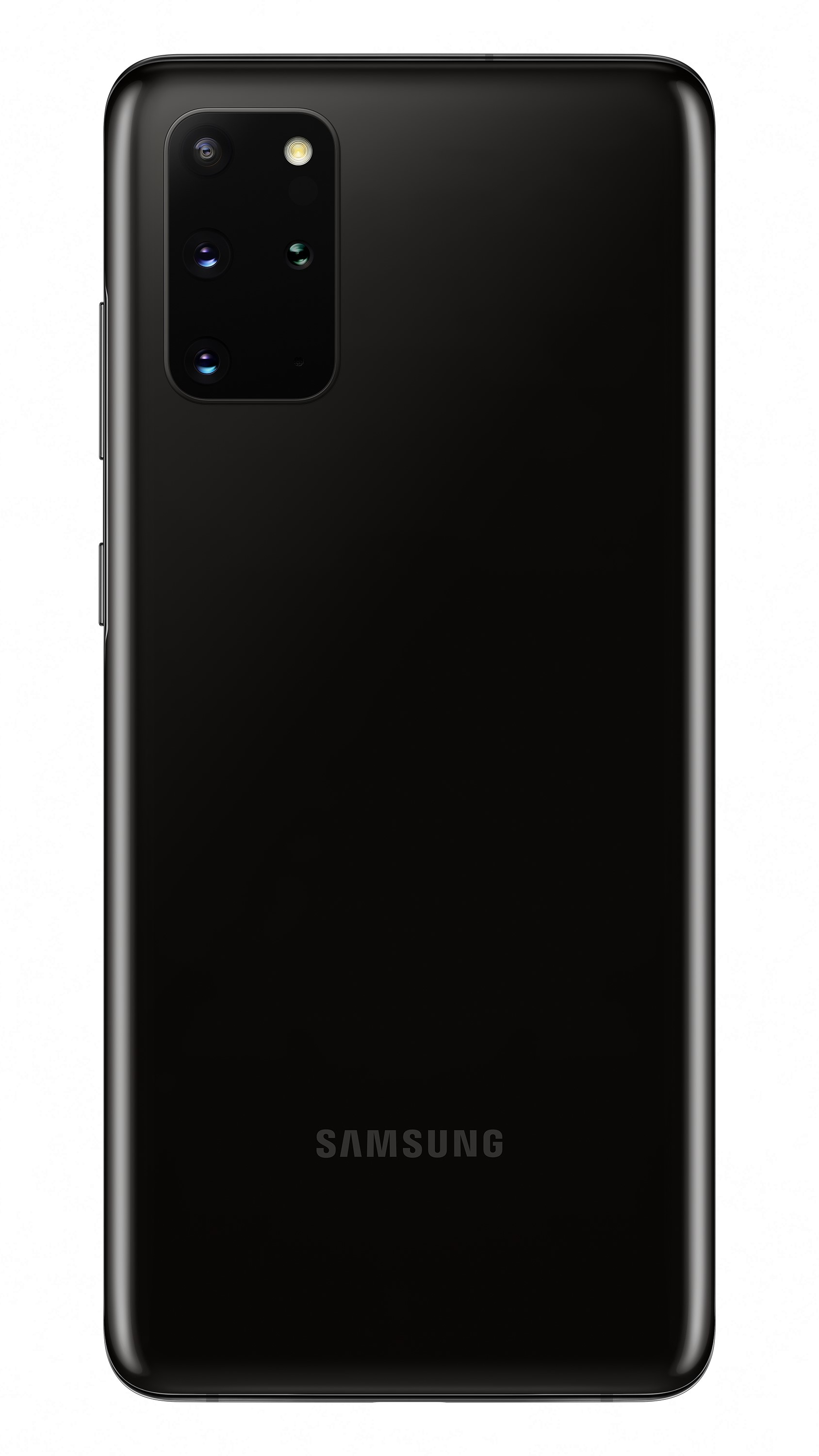Czarna tylna obudowa smartfona z aparatami i logo Samsung. Elegancki, czarny design.