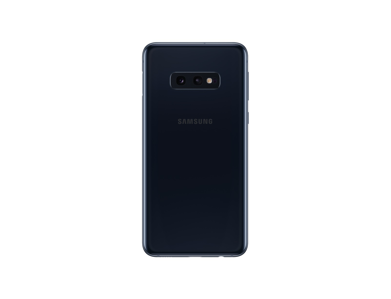 Blaues Telefon mit Kameralinsen, Rückansicht, auf weißem Hintergrund.