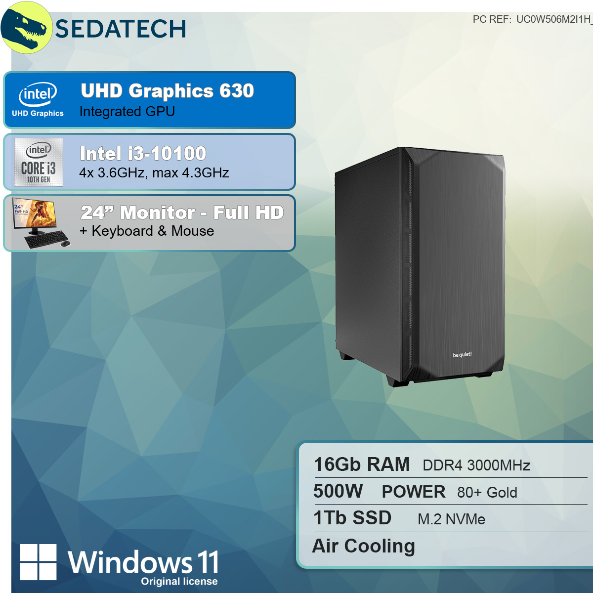 SEDATECH i3-10100 mit 1000 GB GB i3-10100, Prozessor, SSD Intel Intel PC-desktop RAM, 16