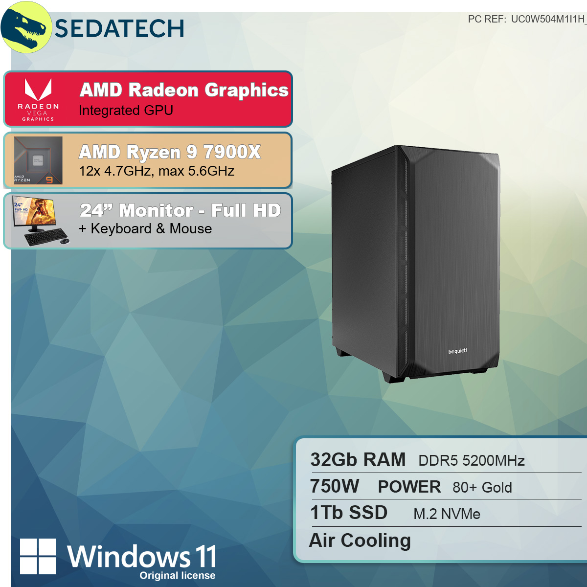 7900X, GB 9 AMD mit Ryzen SSD Prozessor, RAM, AMD GB SEDATECH 9 32 PC-desktop 7900X 1000 Ryzen