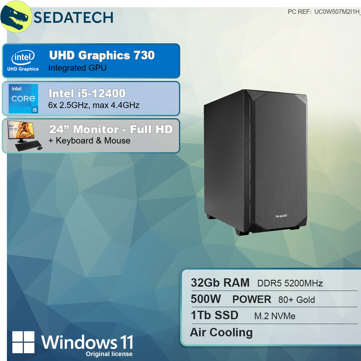 SEDATECH Intel i5-12400, PC-desktop i5-12400 Intel Prozessor, GB GB SSD RAM, mit 32 1000