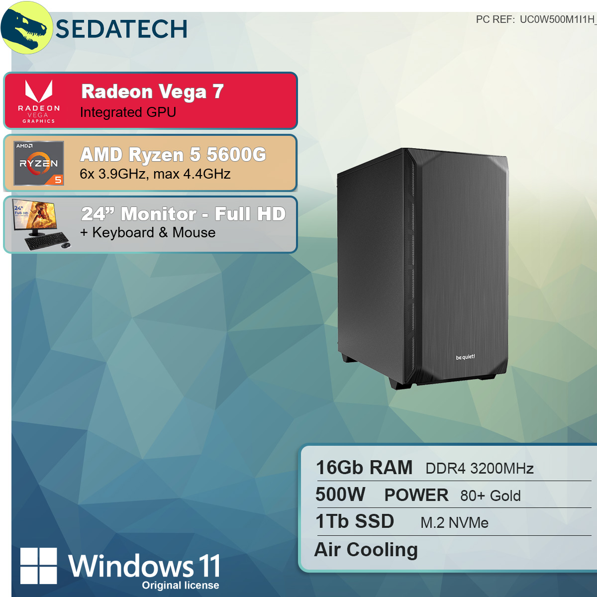 Ryzen AMD mit AMD Ryzen 5600G, Prozessor, GB GB 5 RAM, SSD 5 1000 16 PC-desktop 5600G SEDATECH